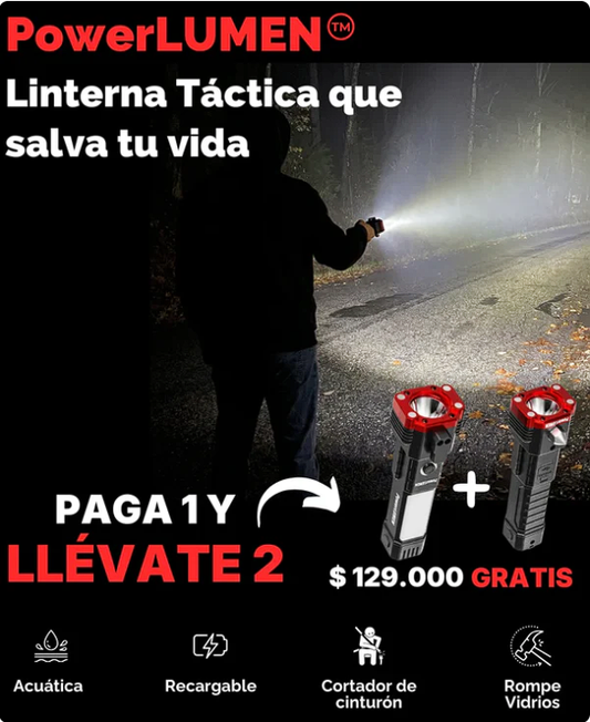 *PAGA 1 y LLÉVATE 2* Linterna Indestructible Súper Potente 6 en 1 PowerLUMEN™